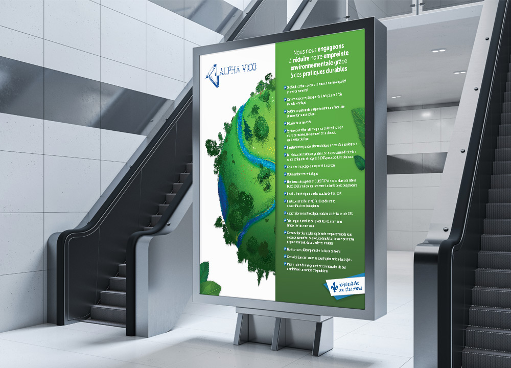 Affiche engagements écologiques Alpha-Vino